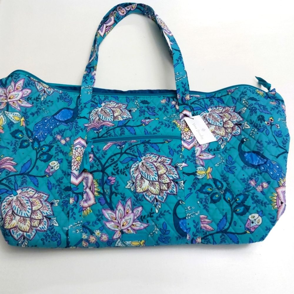 Vera Bradley Iconic Deluxe Travel Tote XL Peacock Garden NWT